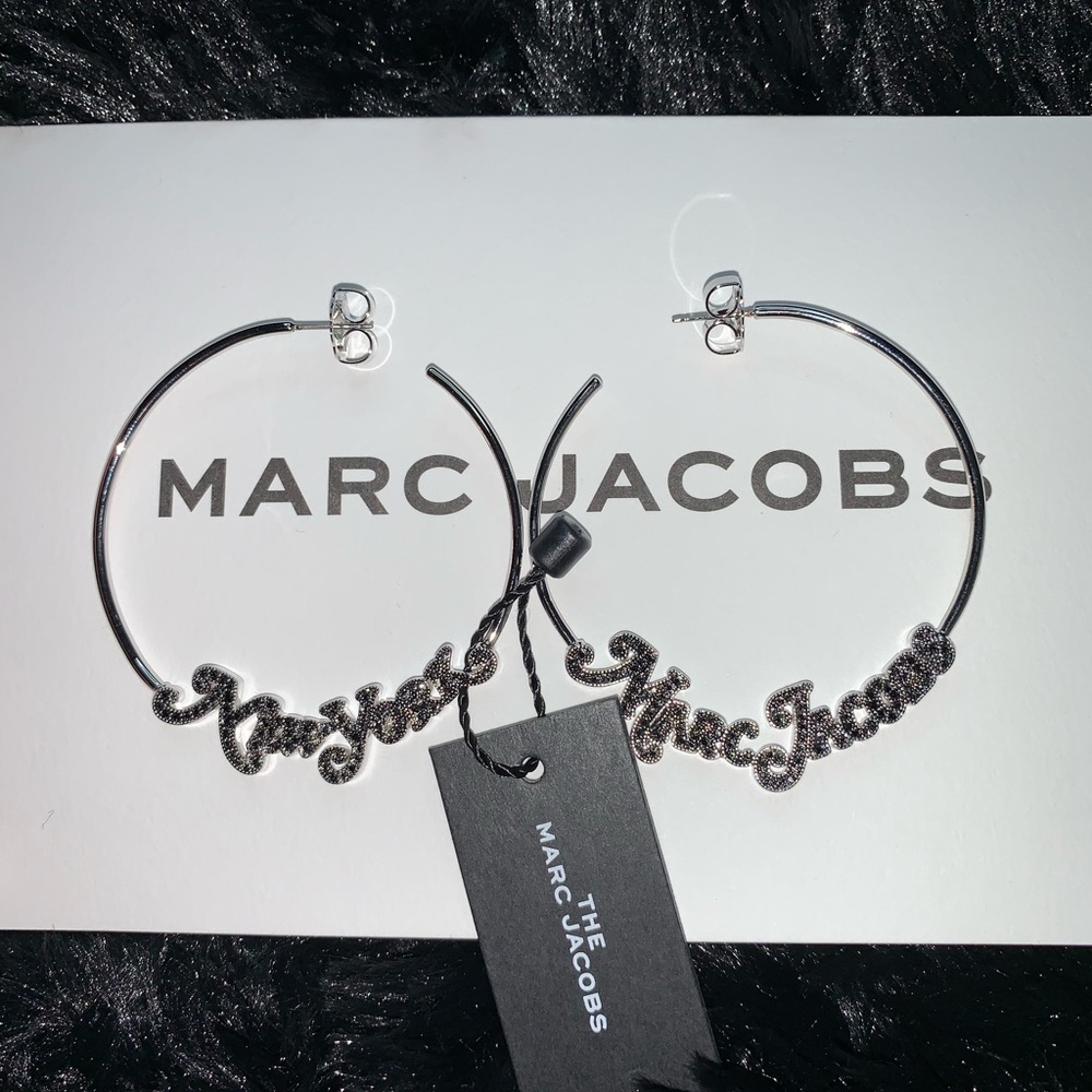 Marc Jacobs Women's Metallic Crystal Logo Hoop